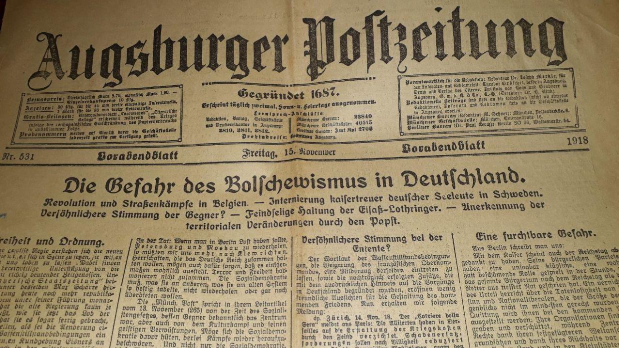 Augsburger Postzeitung, 15. November 1918